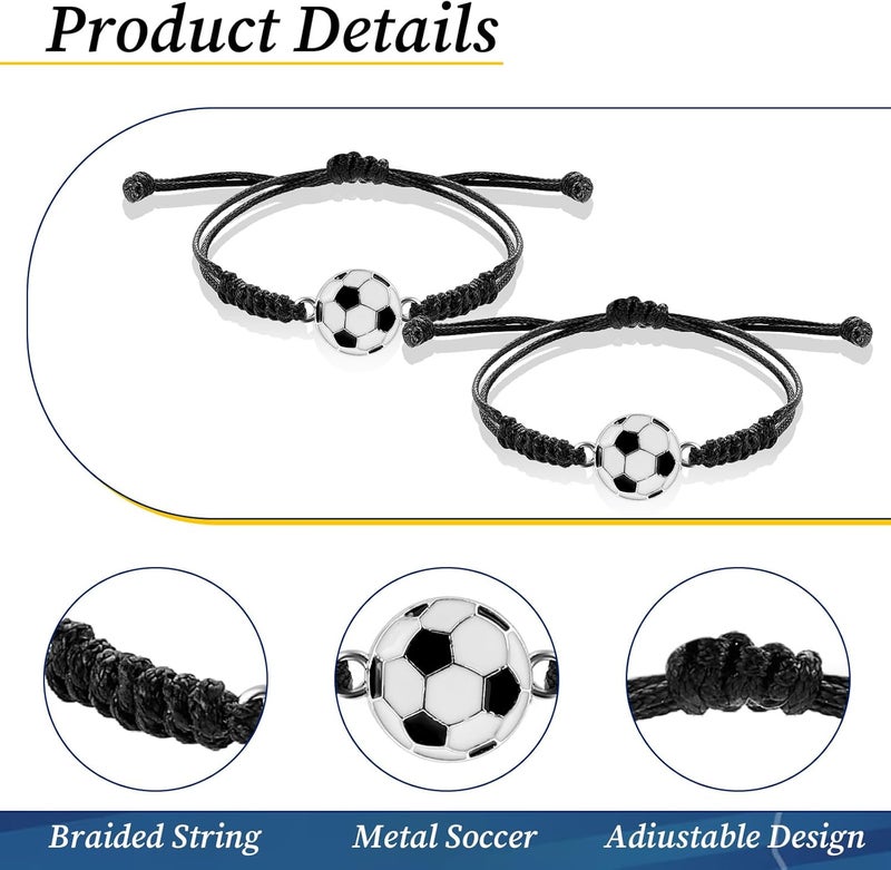 simarro 12pcs Soccer Baseball Basketball Braided Sports Bracelets, Sports Accessories Adjustable Football Inspirational Wristbands for Fans Men Women Teen Adults Team - Image 3
